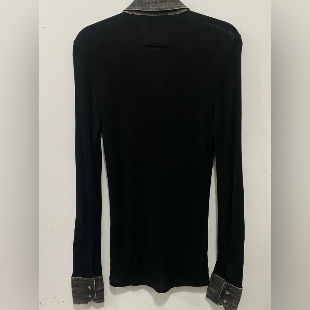 JEAN PAUL GAULTIER HOMME Sheer Black Slim Shirt Zipper Leather Collar/Cuffs S - Picture 5 of 13